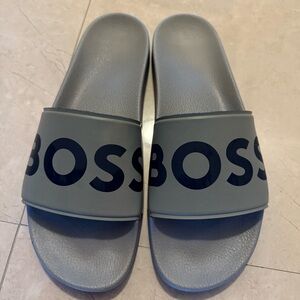 Boss Charcoal Slide Sandals